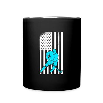 USA Flagge Eishockey - Tasse einfarbig - Schwarz - Vorne