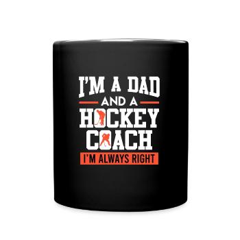 Papa und Hockey Coach Eishockey Papa - Tasse einfarbig - Schwarz - Vorne