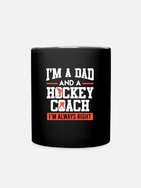 Dad and Hockey Coach Ice Hockey Dad - Full Colour Mug - black
