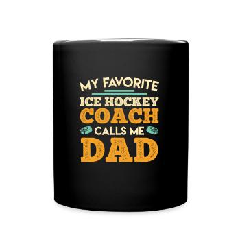 Sohn Eishockey Trainer Papa Eishockey - Tasse einfarbig - Schwarz - Vorne