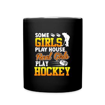 Les vraies filles jouent au hockey - Mug uni - noir - Devant