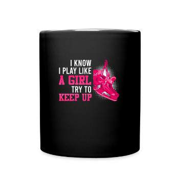 Ice Hockey Girl Try to keep up Hockey Women - Full Colour Mug - black - Front