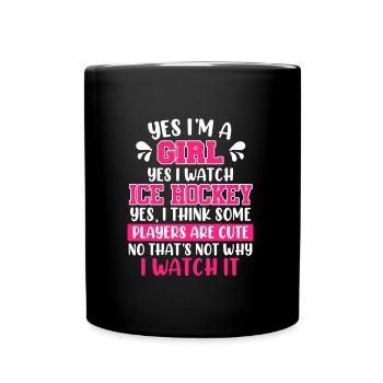 Damen Eishockey Fan Hockey Fan Damen - Tasse einfarbig - Schwarz - Vorne