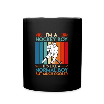 I'm a Hockey Boy Hockeyspieler - Tasse einfarbig - Schwarz - Vorne