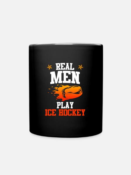 Echte Kerle spielen Eishockey - Tasse einfarbig - Schwarz