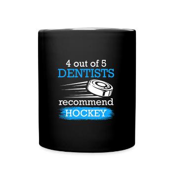 4 von 5 Zahnärzten empfehlen Hockey - Tasse einfarbig - Schwarz - Vorne