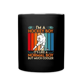 I'm a Hockey Boy Hockeyspieler - Tasse einfarbig - Schwarz - Vorne