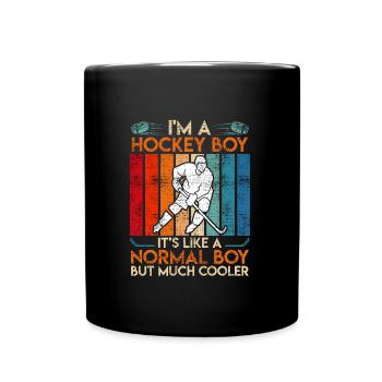 I'm a Hockey Boy Hockeyspieler - Tasse einfarbig - Schwarz - Vorne