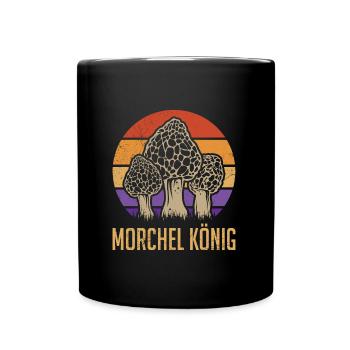 Morchel König Pilze sammel Pilzsammler - Tasse einfarbig - Schwarz - Vorne