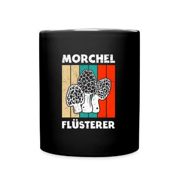 Morchel Flüsterer Pilze Pilzsammler - Tasse einfarbig - Schwarz - Vorne