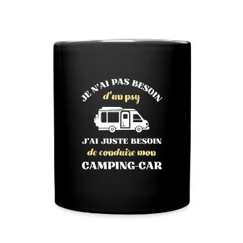 besoin psy camping car homme humour cadeau drole - Mug uni - noir - Devant