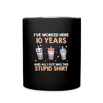 Firmenjubiläum 10 Jahre Dienstjubiläum - Tasse einfarbig - Schwarz - Vorne