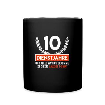 10 Dienstjahre Firmenjubiläum 10 Jahre - Tasse einfarbig - Schwarz - Vorne