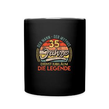 35 Jahre Dienstjubiläum 35 Dienstjahre - Tasse einfarbig - Schwarz - Vorne