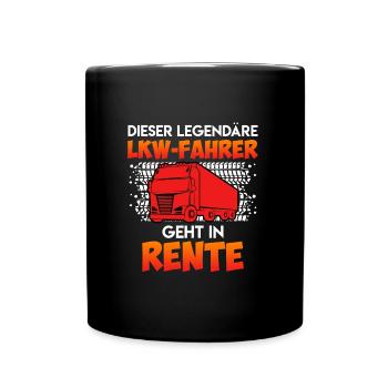 LKW-Fahrer Rente Truck Rentner - Tasse einfarbig - Schwarz - Vorne