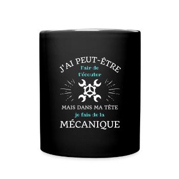 dans ma tête mécanique humour mécanicien mécano - Mug uni - noir - Devant