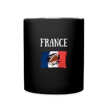 rugby france drapeau rugbyman cadeau personnalisé - Mug uni - noir - Devant