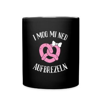 I mog mi ned aufbrezeln Trachtenshirt - Tasse einfarbig - Schwarz - Vorne