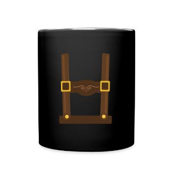 Lederhosen Fake Hosenträger Bayern - Tasse einfarbig - Schwarz - Vorne