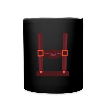 Lederhosen Fake Hosenträger Bayern - Tasse einfarbig - Schwarz - Vorne