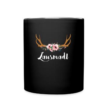 Hirsch Geweih Lausmadl - Tasse einfarbig - Schwarz - Vorne