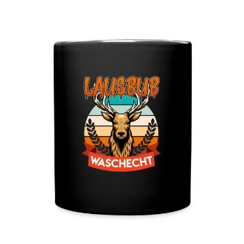 Waschechter Lausbub Bayer Trachtenshirt - Tasse einfarbig - Schwarz - Vorne