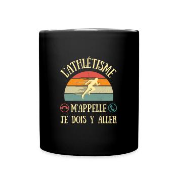 athlétisme m'appelle humour athlète homme femme - Mug uni - noir - Devant