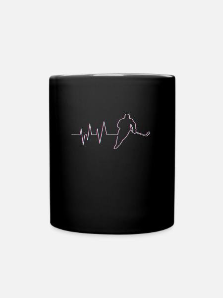 Eishockey Hockey Spieler Herzschlag - Tasse einfarbig - Schwarz