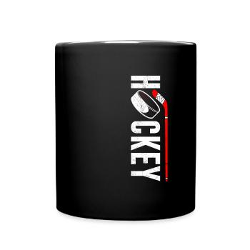 Eishockey Puck Hockey Schläger - Tasse einfarbig - Schwarz - Vorne
