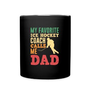 Eishockey Trainer Hockey Papa - Tasse einfarbig - Schwarz - Vorne