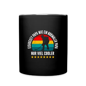 Eishockey Papa nur viel cooler - Tasse einfarbig - Schwarz - Vorne
