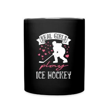 Les vraies filles jouent au hockey sur glace - Mug uni - noir - Devant