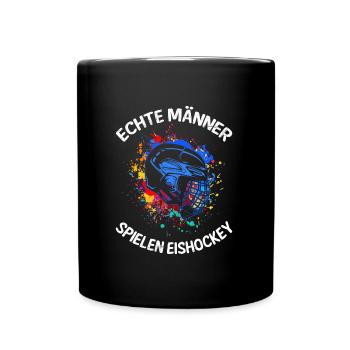 Echte Männer spielen Eishockey - Tasse einfarbig - Schwarz - Vorne