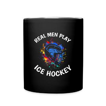 Echte Männer spielen Eishockey - Tasse einfarbig - Schwarz - Vorne