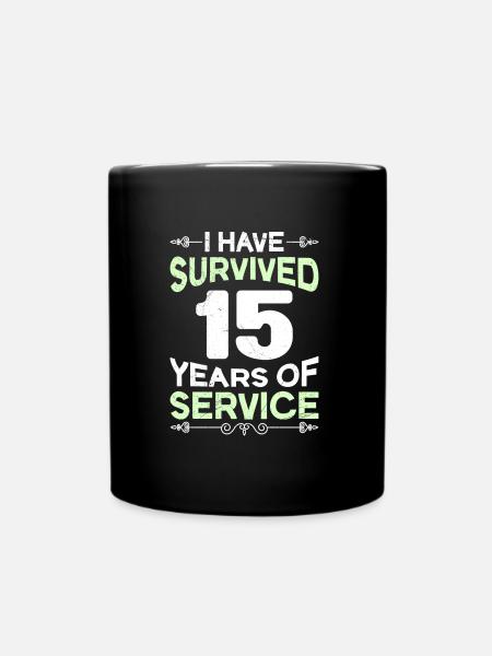 Service anniversary 15 years company anniversary - Full Colour Mug - black