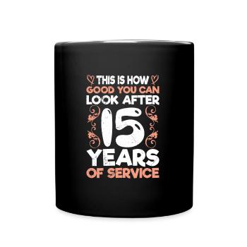 Company anniversary 15 years service anniversary - Full Colour Mug - black - Front
