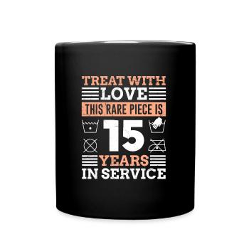 Firmenjubiläum 15 Jahre Dienstjubiläum - Tasse einfarbig - Schwarz - Vorne