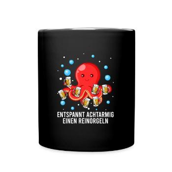 Entspannt achtarmig einen reinorgeln Oktopus - Tasse einfarbig - Schwarz - Vorne