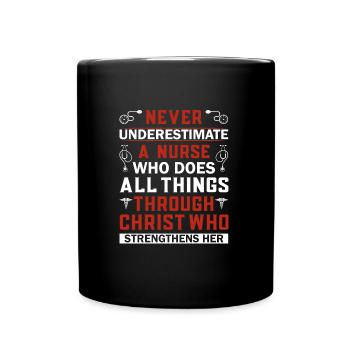 Ne sous-estimez jamais une infirmière - Mug uni - noir - Devant