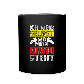 Schiri weiß wo sein Auto steht Schiedsrichter - Tasse einfarbig - Schwarz - Vorne