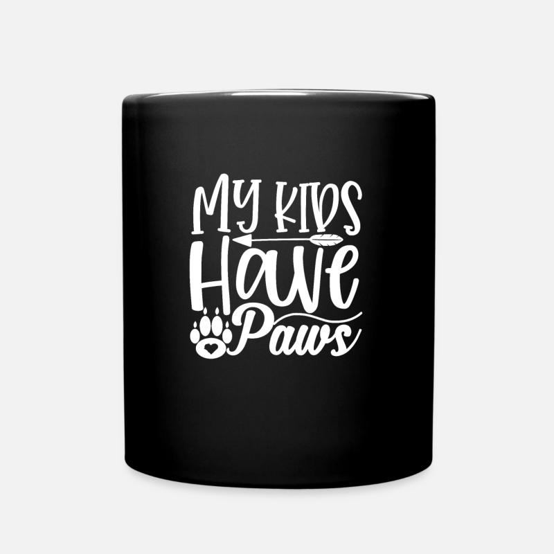 Meine Kinder haben Pfoten - Tasse einfarbig - Schwarz