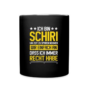 Schiedsrichter hat immer Recht Schiri Spruch - Tasse einfarbig - Schwarz - Vorne