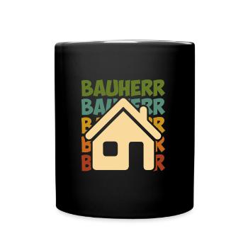 Vintage Bauherr Bauherrin Eigenheim - Tasse einfarbig - Schwarz - Vorne