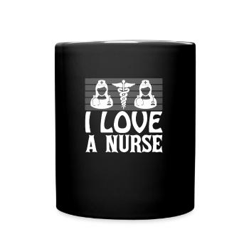 Ich liebe eine Krankenschwester - Tasse einfarbig - Schwarz - Vorne