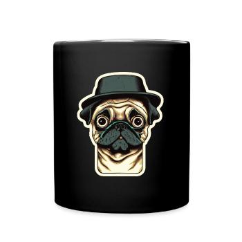 Pug with hat Dog lovers - Full Colour Mug - black - Front