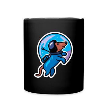 Teckel Cosmonaute amoureux des chiens Teckel - Mug uni - noir - Devant