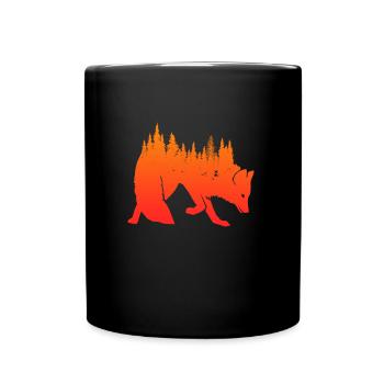Fuchs Naturkunst Wald Jäger Jagd Naturdesign - Tasse einfarbig - Schwarz - Vorne