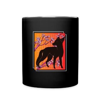 Kiteune japanischer Fuchs - Tasse einfarbig - Schwarz - Vorne
