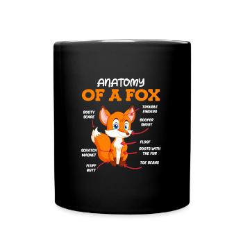 Anatomie eines Fuches Fuchs Kinder - Tasse einfarbig - Schwarz - Vorne