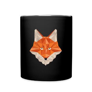 Fuchs Polygon Jäger Jagd - Tasse einfarbig - Schwarz - Vorne